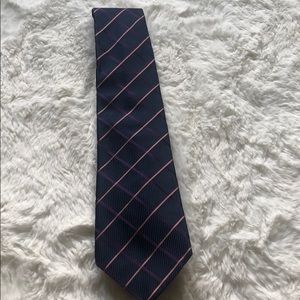 Blue tie with purple and pink strippes